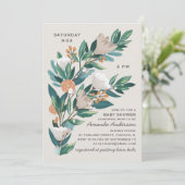 Modern bloei floraal botanisch groen baby shower kaart (Staand voorkant)