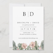 Modern Bloeiende Cactus Bruiloft Save The Date Kaa Kaart (Voorkant)