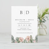 Modern Bloeiende Cactus Bruiloft Save The Date Kaa Kaart (Staand voorkant)