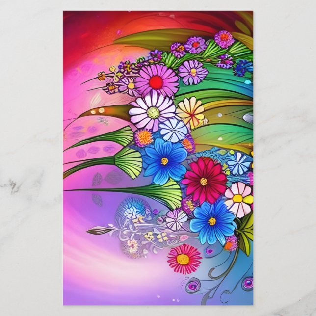 Modern Bloem Bloempatroon Decoupage Ambachtspapier (Voorkant)