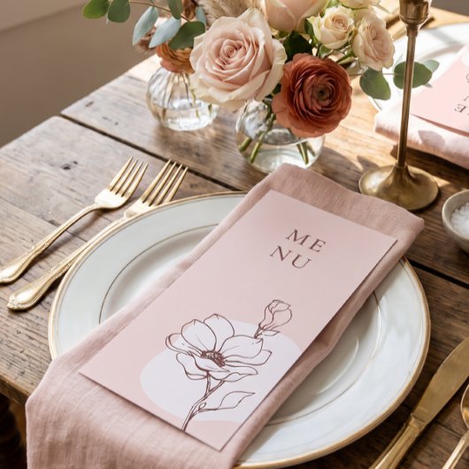 Modern Bloem Boheem Roos Huwelijksmenu Menu