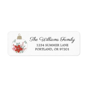 Modern bloem Kerst ornament retouradres Etiket