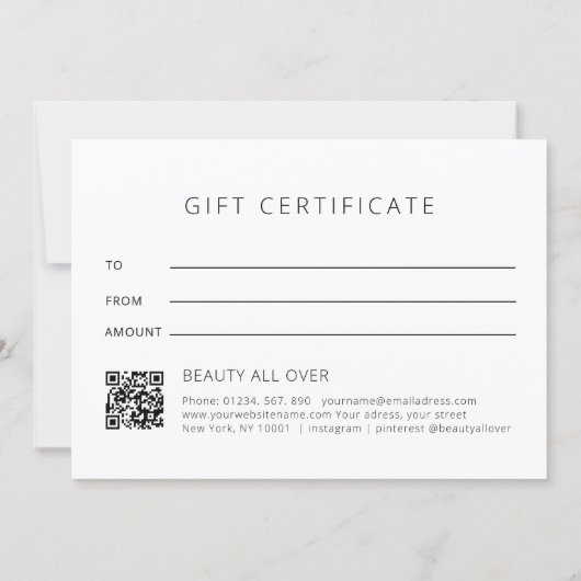 Modern Bloem Logo QR Code Cadeaubon (Achterkant)