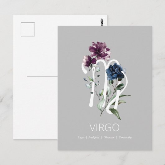 Modern Bloem Maagd Symbool Briefkaart (Voorkant / Achterkant)