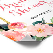 Modern Bloem Zwart Strepen Bruidsfeest Bord Poster (Hoek)