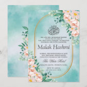 Modern Bloemblad Blauw Islamitische Aqiqa Aqeeqa B Kaart (Voorkant / Achterkant)
