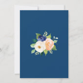 Modern Bloemblauw Koraal Waterverf bruiloft Kaart (Achterkant)