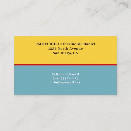 Modern Bloemblauw Rood Wit Visitekaartje (Achterkant)