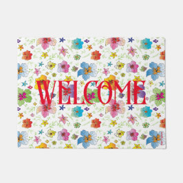 Modern Bloemen Bloemen Patroon Kleurrijk Welkom Deurmat