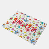 Modern Bloemen Bloemen Patroon Kleurrijk Welkom Deurmat (Schuin)