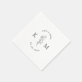 Modern Bloemen Bruiloftsmonogram Servet (Hoek)