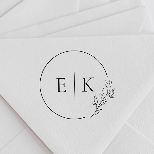 Modern Bloemen Bruiloftsmonogram Zelfinktende Stempel