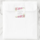 Modern Bloemen Engels Roos Goud Confetti Bruiloft Vierkante Sticker (Tas)