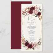 Modern Bloemen Gouden Trouwmenu Menu (Voorkant / Achterkant)