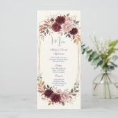 Modern Bloemen Gouden Trouwmenu Menu (Staand voorkant)