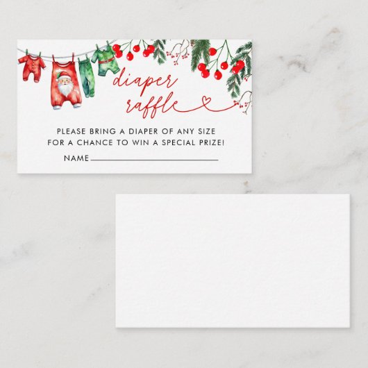 Modern Bloemen Kerst Baby shower Luier Raffle Informatiekaartje (Voorkant / Achterkant)
