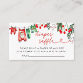 Modern Bloemen Kerst Baby shower Luier Raffle Informatiekaartje (Voorkant)
