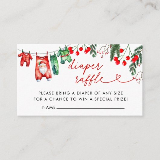 Modern Bloemen Kerst Baby shower Luier Raffle Informatiekaartje (Voorkant)