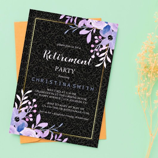 Modern Bloemen Pastel Waterverf Pensioen Party Kaart