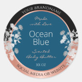 Modern Bloemen Product Labels Ocean Blue Roos Gold (Voorkant)