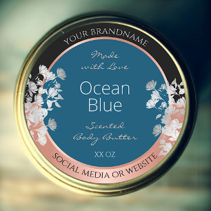 Modern Bloemen Product Labels Ocean Blue Roos Gold