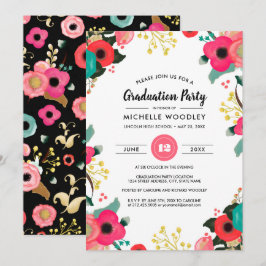 Modern Bloemen Schilderen Custom Graduation Party Kaart