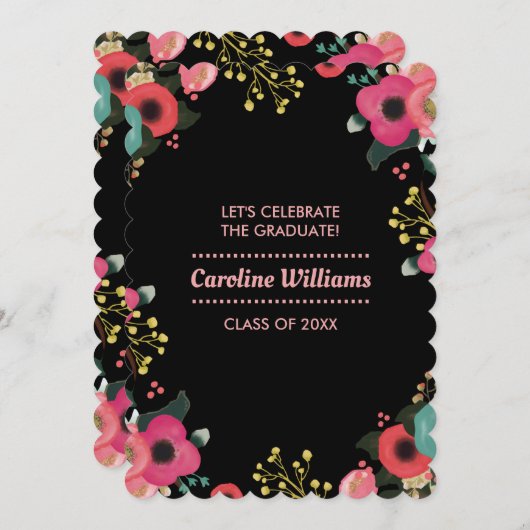 Modern Bloemen Schilderen Custom Graduation Party Kaart (Voorkant / Achterkant)