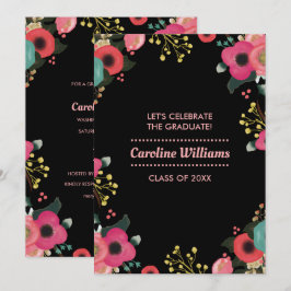 Modern Bloemen Schilderen Custom Graduation Party Kaart