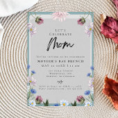 Modern Bloemen Stoffig Blauw moederdag BRUNCH Kaart