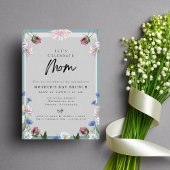 Modern Bloemen Stoffig Blauw moederdag BRUNCH Kaart