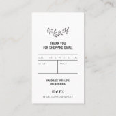 Modern Bloemen Zwart & Wit Logo Kleding Hang Label (Achterkant)