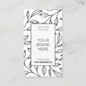 Modern Bloemen Zwart & Wit Logo Kleding Hang Label (Voorkant)