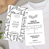 Modern Bloemen Zwart & Wit Logo Kleding Hang Label