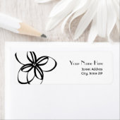 Modern bloemenadreslabel zwart-wit etiket (Insitu)