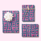 Modern bloemenblok print roze madeliefje inpakpapier vel