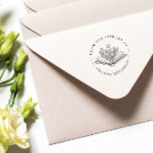 Modern bloemenboek uit de bibliotheek van aangepas rubberstempel