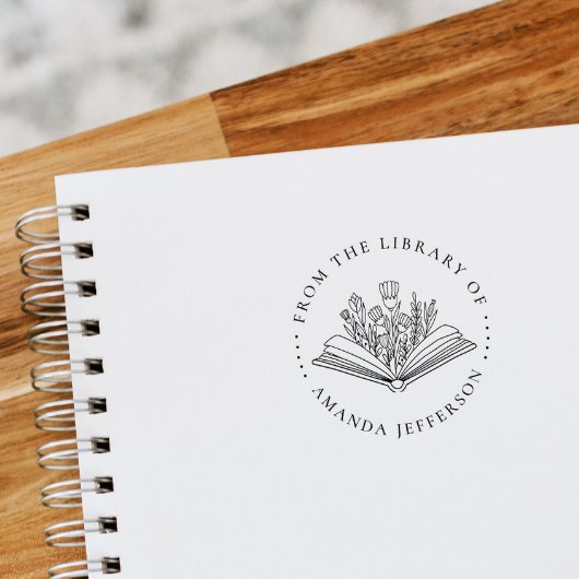 Modern bloemenboek uit de bibliotheek van aangepas rubberstempel