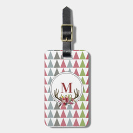 Modern bloemengewei monogram bagagelabel