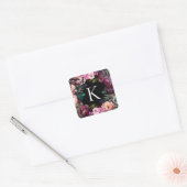 Modern bloemenmonogram | zoete pioenen vierkante sticker (Envelop)