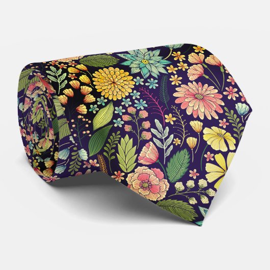 Modern bloemenpatroon bedrijf stropdas (Opgerold)