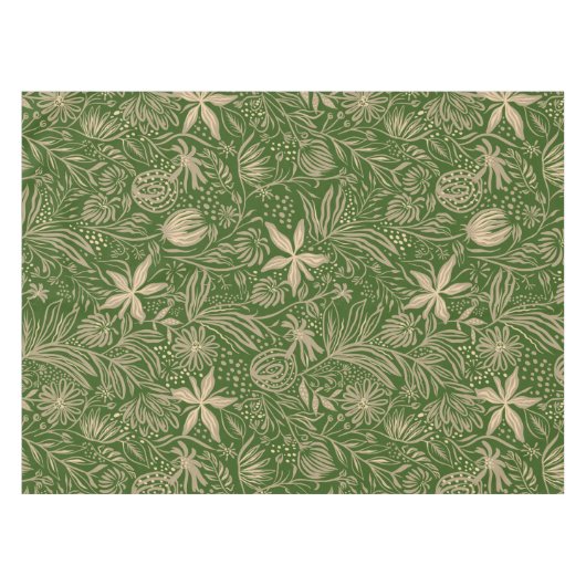 Modern | BLOEMENPRINT | Beige op groen Tafelkleed (Voorkant (Horizontaal))