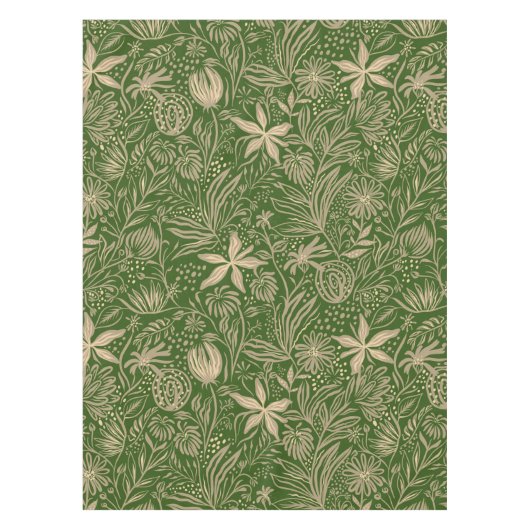 Modern | BLOEMENPRINT | Beige op groen Tafelkleed (Voorkant)