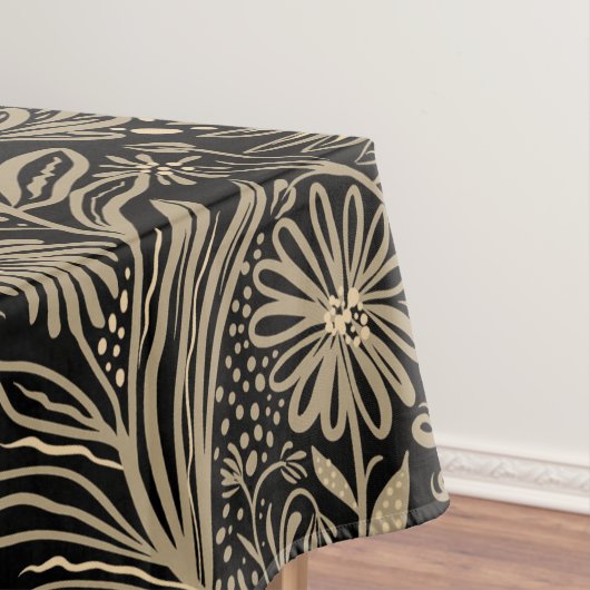 Modern | BLOEMENPRINT | Beige op zwart Tafelkleed (Voorbeeld)