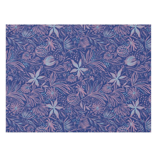 Modern | BLOEMENPRINT | Mauve op Royal Blue Tafelkleed (Voorkant (Horizontaal))
