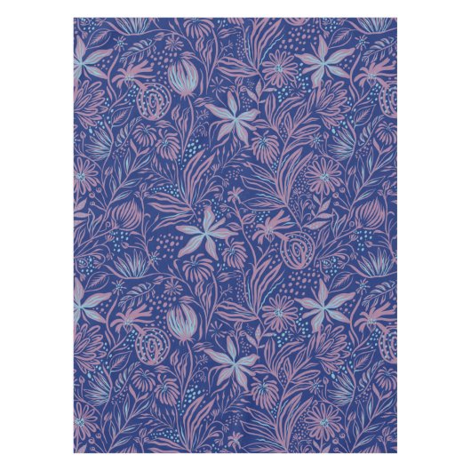 Modern | BLOEMENPRINT | Mauve op Royal Blue Tafelkleed (Voorkant)