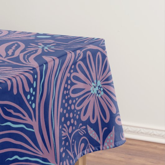 Modern | BLOEMENPRINT | Mauve op Royal Blue Tafelkleed (Voorbeeld)