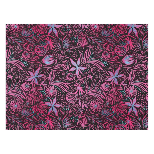Modern | BLOEMENPRINT | Roze op zwart Tafelkleed (Voorkant (Horizontaal))