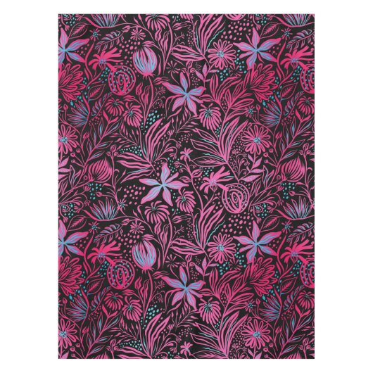 Modern | BLOEMENPRINT | Roze op zwart Tafelkleed (Voorkant)