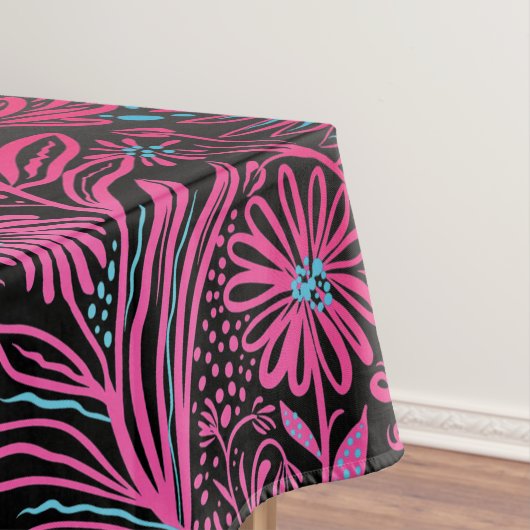 Modern | BLOEMENPRINT | Roze op zwart Tafelkleed (Voorbeeld)