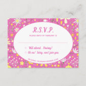 Modern Bloemenroze bruiloft RSVP Informatiekaartje (Voorkant)